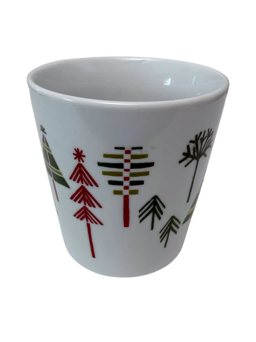 Crate & Barrel Julia Rothman Mug Holiday Trees Ceramic Coffee Tea Cup Christmas